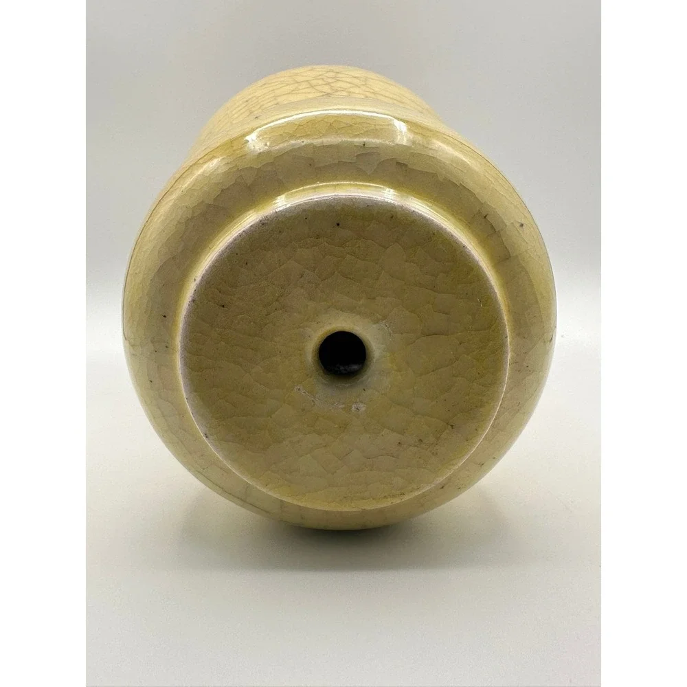 Vintage Ernestine of Salerno Italian Ceramic Lamp Yellow Crackle Glaze 14.5